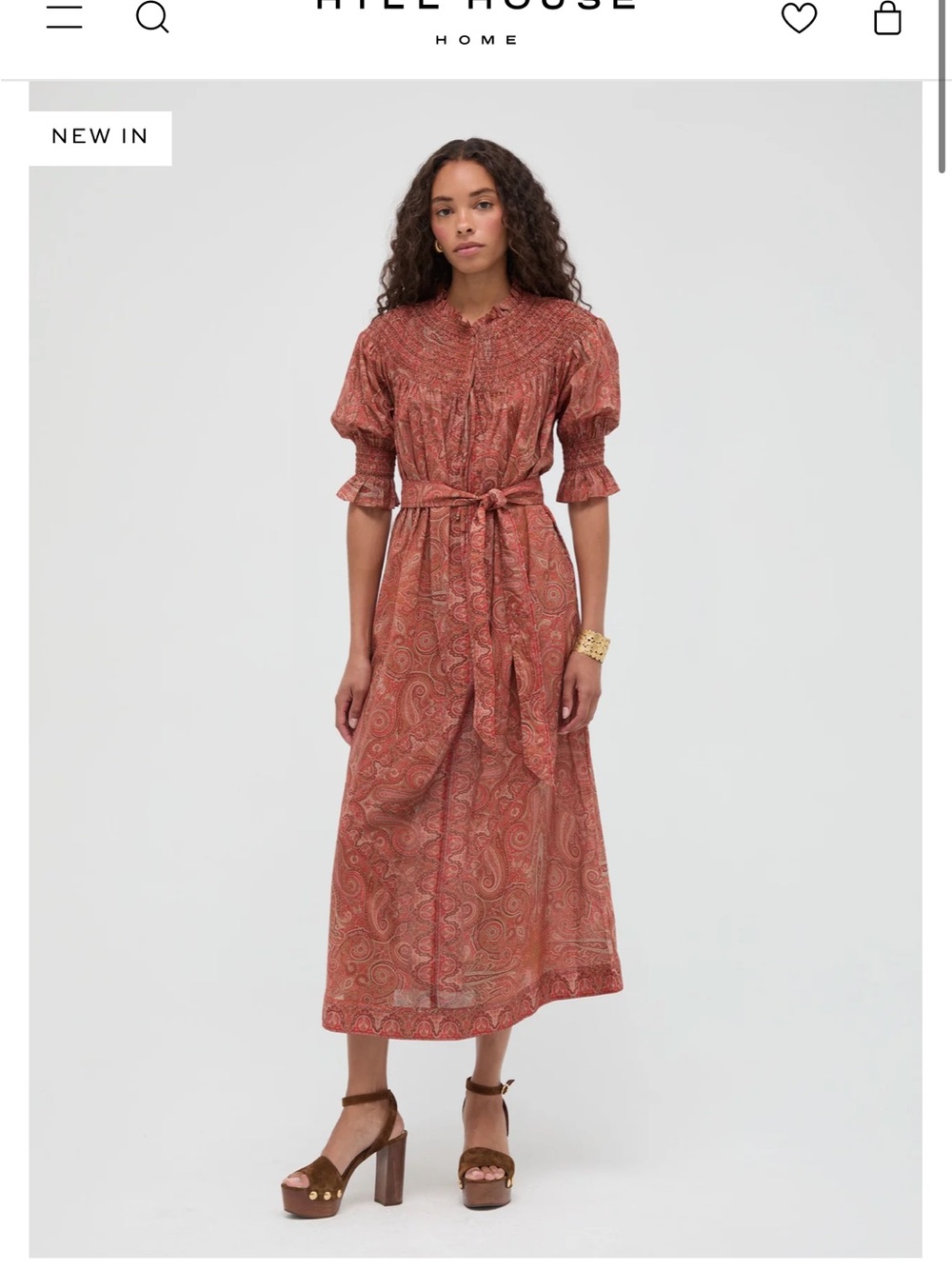Hill House Rust Paisley Maxi Dress with Waist Tie